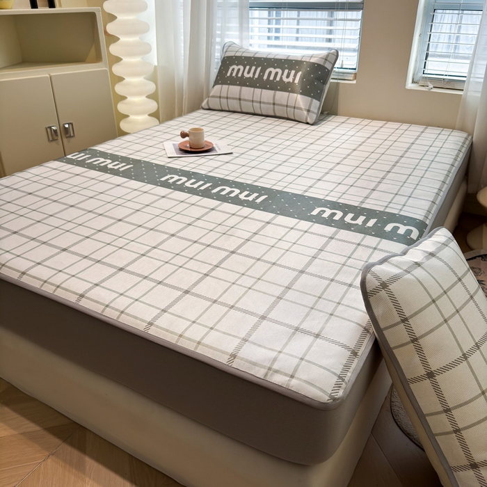 91家纺网 家纺一手货源 找家纺 LIFE.丽芙 2025春夏季新品数码印花冰藤凉席席子床笠三件套加厚冰丝软藤席小清新印花床罩单件（风格二） 玛丽格