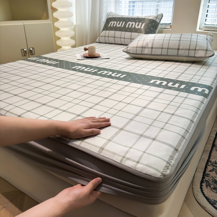 91家纺网 家纺一手货源 找家纺 LIFE.丽芙 2025春夏季新品数码印花冰藤凉席席子床笠三件套加厚冰丝软藤席小清新印花床罩单件（风格二） 玛丽格