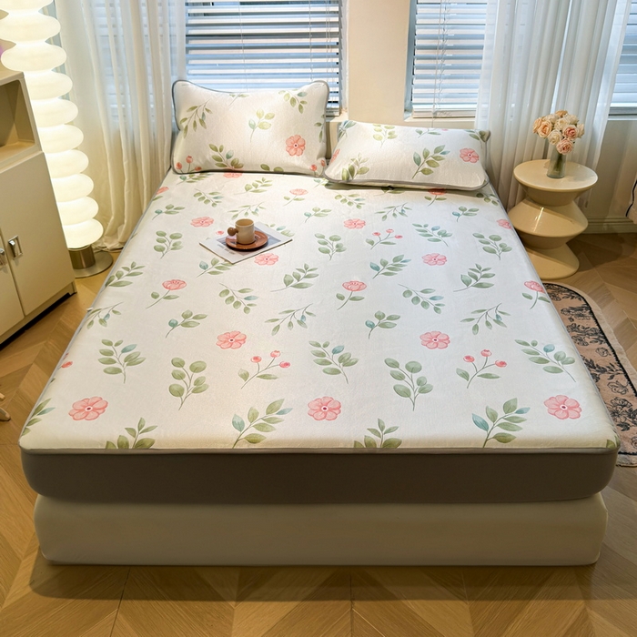 91家纺网 家纺一手货源 找家纺 LIFE.丽芙 2025春夏季新品数码印花冰藤凉席席子床笠三件套加厚冰丝软藤席小清新印花床罩单件（风格二） 莫妮卡