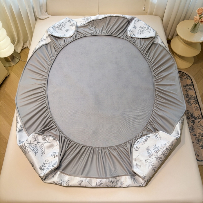 91家纺网 家纺一手货源 找家纺 LIFE.丽芙 2025春夏季新品数码印花冰藤凉席席子床笠三件套加厚冰丝软藤席小清新印花床罩单件（风格二） 水墨叶