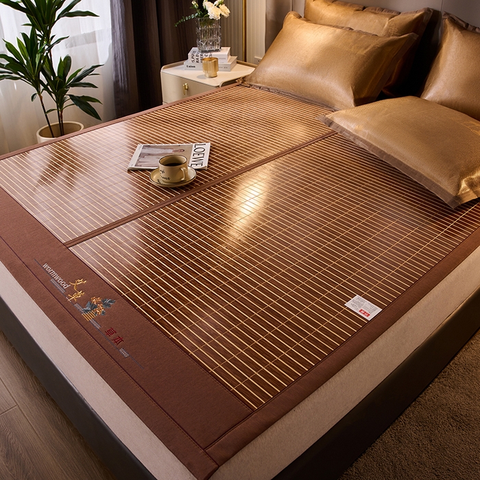 鑫琪莱家纺 2025新款双面竹席冰丝席竹凉席学生宿舍席子 艾草木纹-醇享-