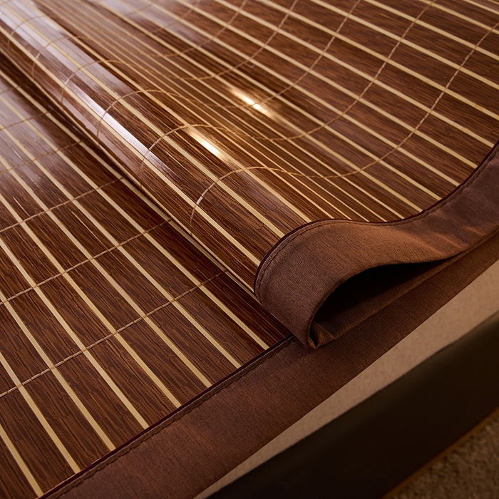 91家纺网 家纺一手货源 找家纺 鑫琪莱家纺 2025新款双面竹席冰丝席竹凉席学生宿舍席子 艾草木纹-醇享-