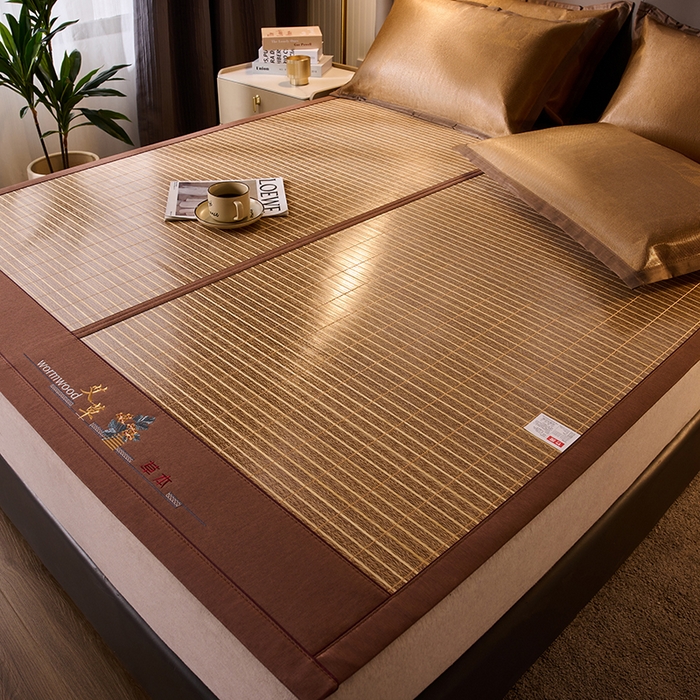 鑫琪莱家纺 2025新款双面竹席冰丝席竹凉席学生宿舍席子 艾草木纹-浮光-