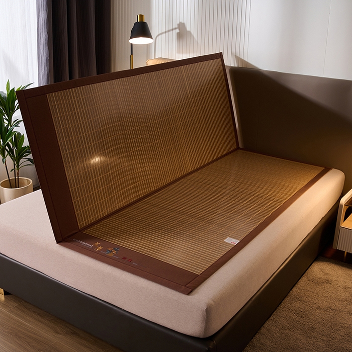 91家纺网 家纺一手货源 找家纺 鑫琪莱家纺 2025新款双面竹席冰丝席竹凉席学生宿舍席子 艾草木纹-浮光-