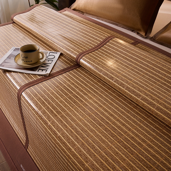 91家纺网 家纺一手货源 找家纺 鑫琪莱家纺 2025新款双面竹席冰丝席竹凉席学生宿舍席子 艾草木纹-浮光-