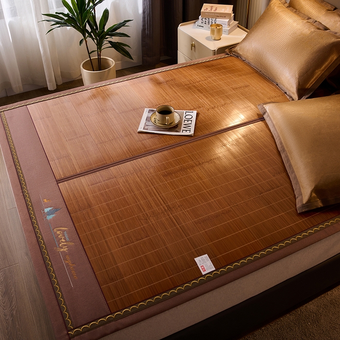 91家纺网 家纺一手货源 找家纺 鑫琪莱家纺 2025新款双面竹席冰丝席竹凉席学生宿舍席子 一路有你-