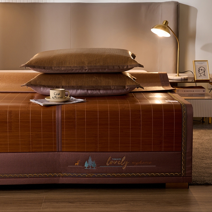 91家纺网 家纺一手货源 找家纺 鑫琪莱家纺 2025新款双面竹席冰丝席竹凉席学生宿舍席子 一路有你-