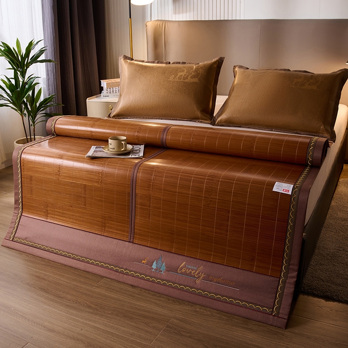 91家纺网 家纺一手货源 找家纺 鑫琪莱家纺 2025新款双面竹席冰丝席竹凉席学生宿舍席子 一路有你-