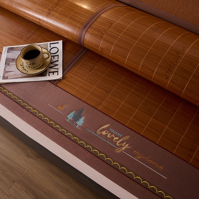 91家纺网 家纺一手货源 找家纺 鑫琪莱家纺 2025新款双面竹席冰丝席竹凉席学生宿舍席子 一路有你-