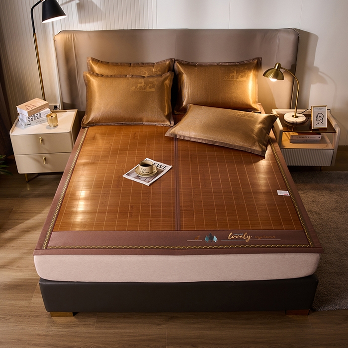 91家纺网 家纺一手货源 找家纺 鑫琪莱家纺 2025新款双面竹席冰丝席竹凉席学生宿舍席子 一路有你-