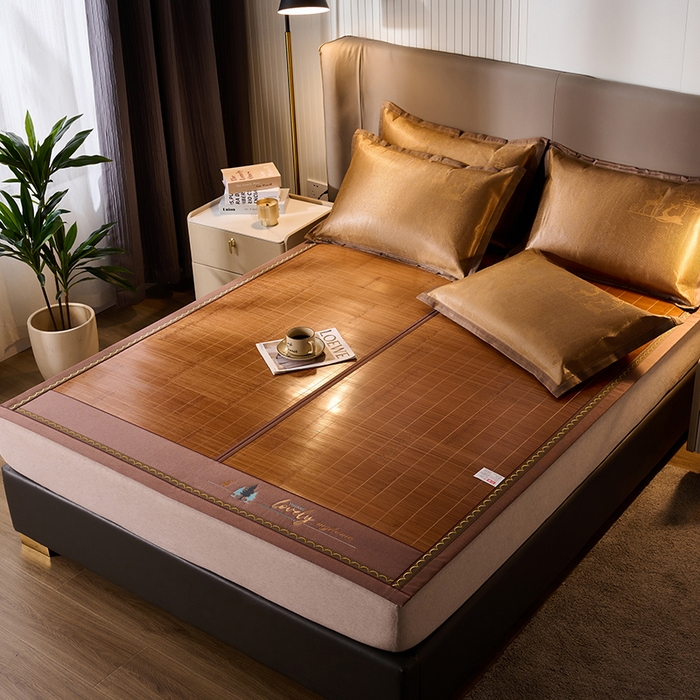 91家纺网 家纺一手货源 找家纺 鑫琪莱家纺 2025新款双面竹席冰丝席竹凉席学生宿舍席子 一路有你-