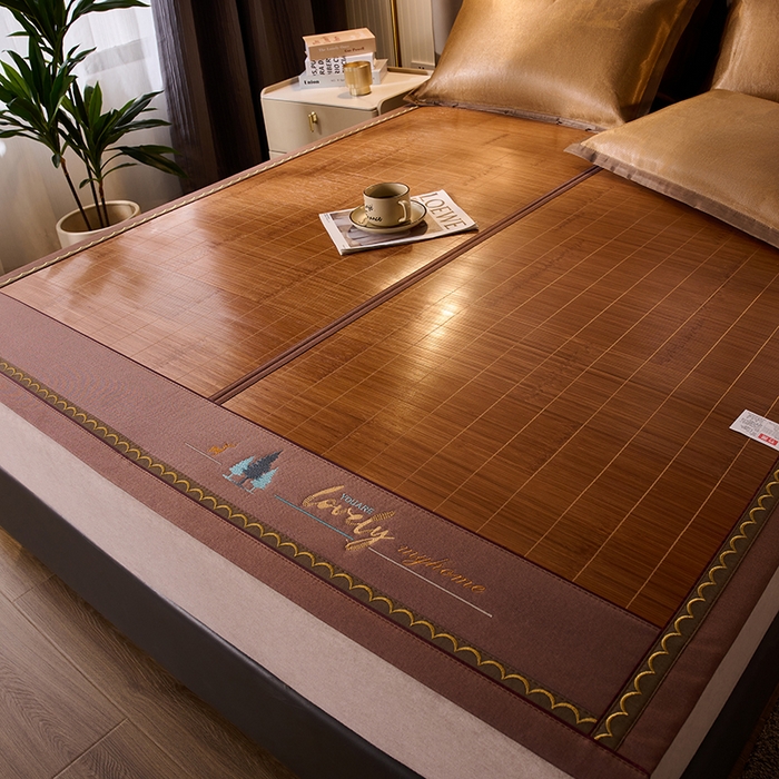 91家纺网 家纺一手货源 找家纺 鑫琪莱家纺 2025新款双面竹席冰丝席竹凉席学生宿舍席子 一路有你-