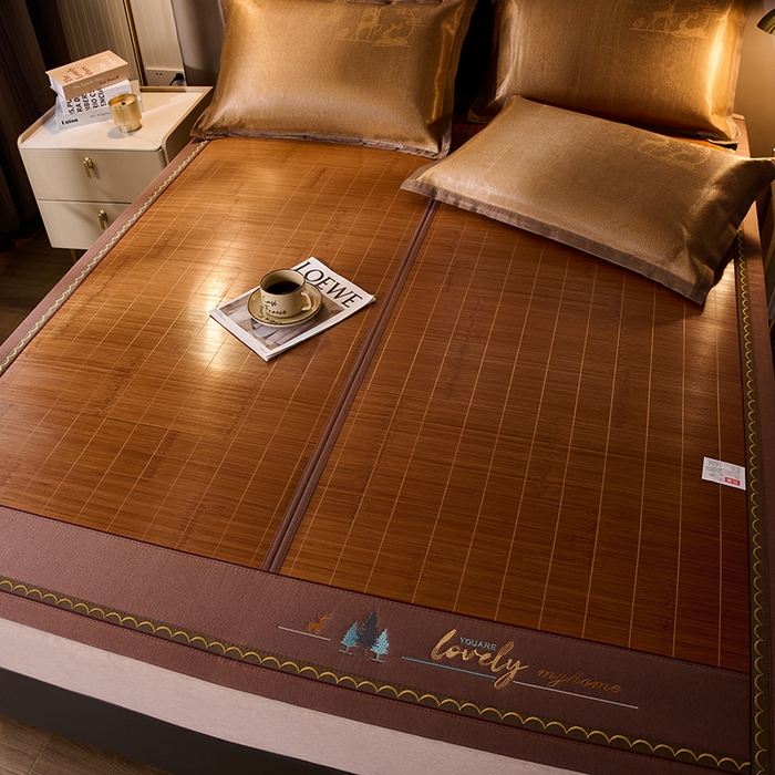 91家纺网 家纺一手货源 找家纺 鑫琪莱家纺 2025新款双面竹席冰丝席竹凉席学生宿舍席子 一路有你-