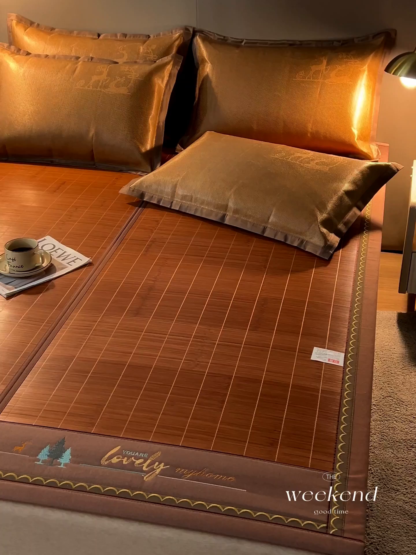 91家纺网 家纺一手货源 找家纺 鑫琪莱家纺 2025新款双面竹席冰丝席竹凉席学生宿舍席子 一路有你-