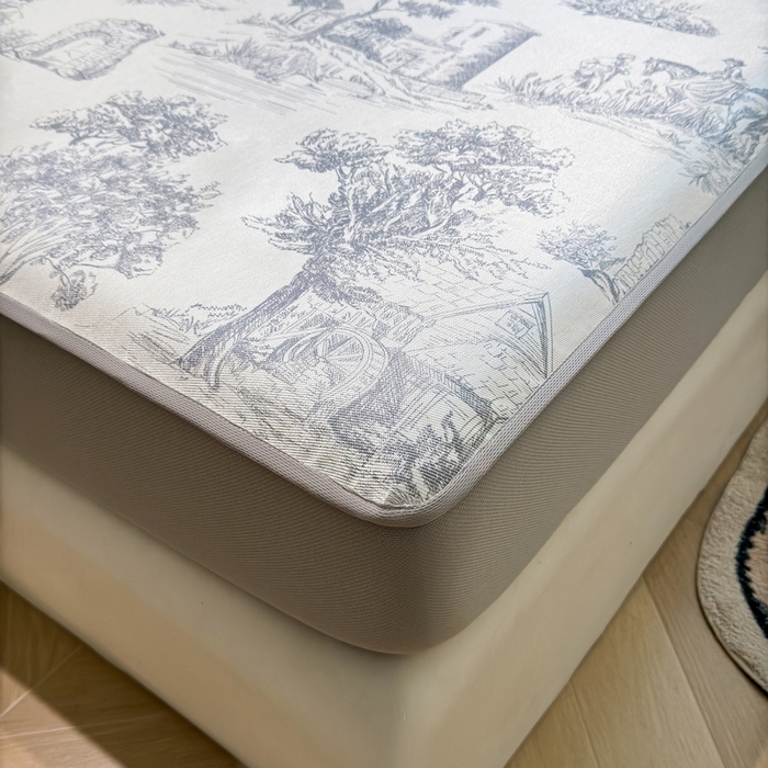 91家纺网 家纺一手货源 找家纺 LIFE.丽芙 2025春夏季新品数码印花冰藤凉席席子床笠三件套加厚冰丝软藤席小清新印花床罩单件（风格二） 秘密庄园