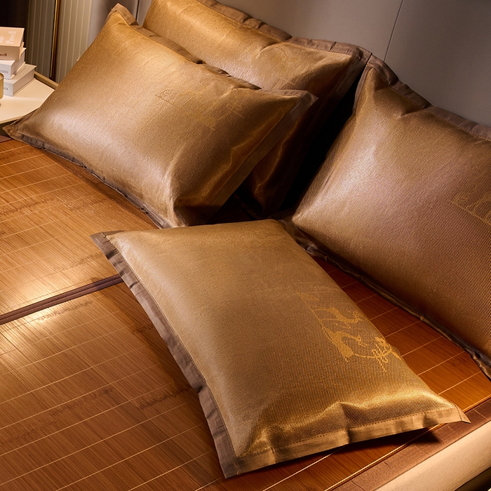 91家纺网 家纺一手货源 找家纺 鑫琪莱家纺 2025新款双面竹席冰丝席竹凉席学生宿舍席子 冰藤提花枕套