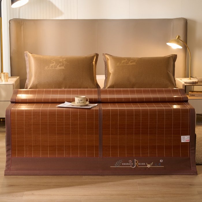 91家纺网 家纺一手货源 找家纺 鑫琪莱家纺 2025新款双面竹席冰丝席竹凉席学生宿舍席子 艾香满园