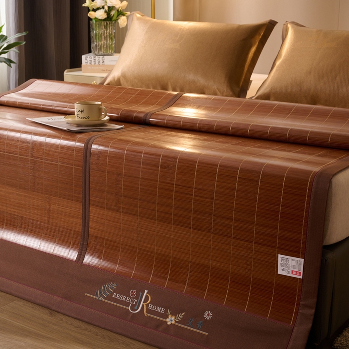 91家纺网 家纺一手货源 找家纺 鑫琪莱家纺 2025新款双面竹席冰丝席竹凉席学生宿舍席子 艾香满园