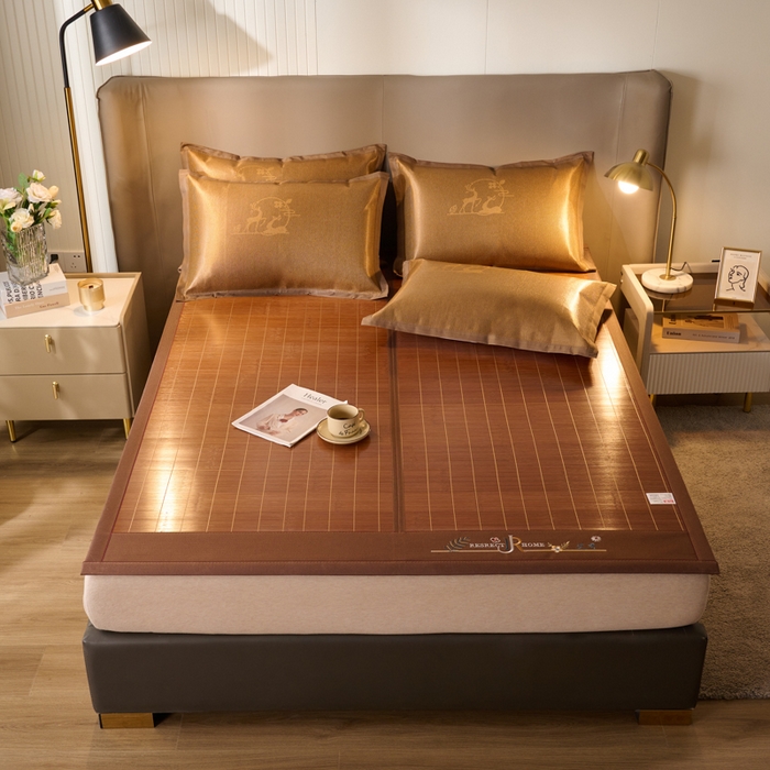 91家纺网 家纺一手货源 找家纺 鑫琪莱家纺 2025新款双面竹席冰丝席竹凉席学生宿舍席子 艾香满园