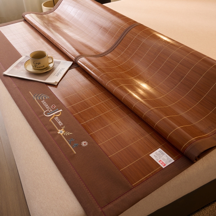 91家纺网 家纺一手货源 找家纺 鑫琪莱家纺 2025新款双面竹席冰丝席竹凉席学生宿舍席子 艾香满园