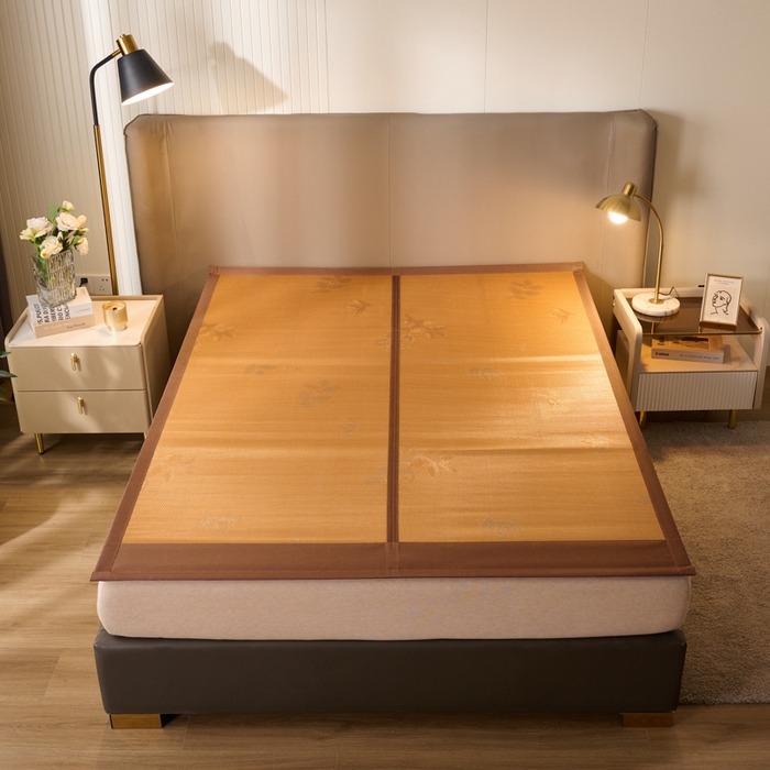 91家纺网 家纺一手货源 找家纺 鑫琪莱家纺 2025新款双面竹席冰丝席竹凉席学生宿舍席子 艾香满园