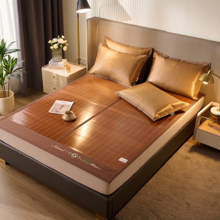 91家纺网 家纺一手货源 找家纺 鑫琪莱家纺 2025新款双面竹席冰丝席竹凉席学生宿舍席子 草本-薄荷