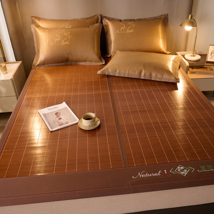 91家纺网 家纺一手货源 找家纺 鑫琪莱家纺 2025新款双面竹席冰丝席竹凉席学生宿舍席子 草本-薄荷