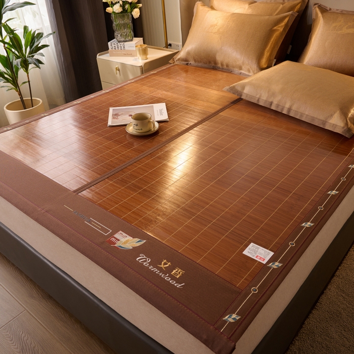 鑫琪莱家纺 2025新款双面竹席冰丝席竹凉席学生宿舍席子 迷你艾香-花边款