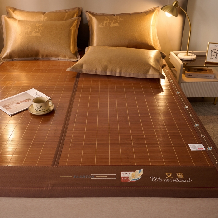 91家纺网 家纺一手货源 找家纺 鑫琪莱家纺 2025新款双面竹席冰丝席竹凉席学生宿舍席子 迷你艾香-花边款