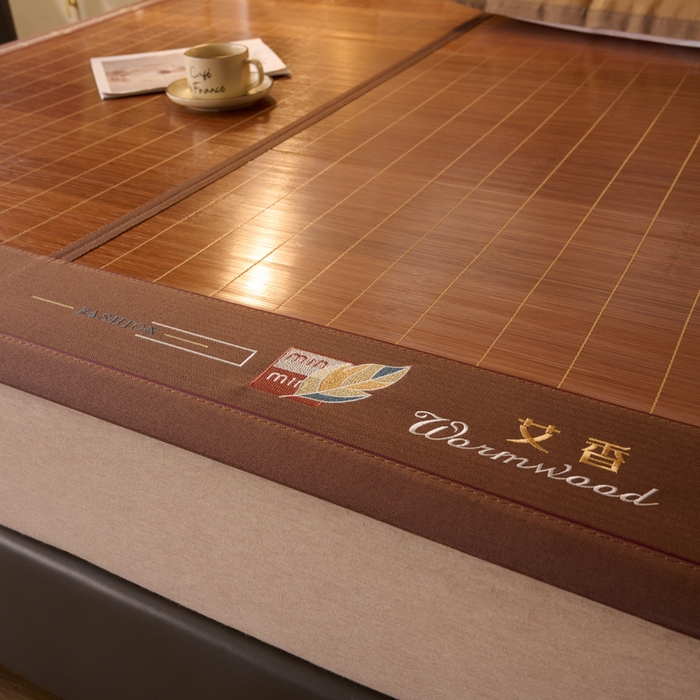 91家纺网 家纺一手货源 找家纺 鑫琪莱家纺 2025新款双面竹席冰丝席竹凉席学生宿舍席子 迷你艾香-花边款