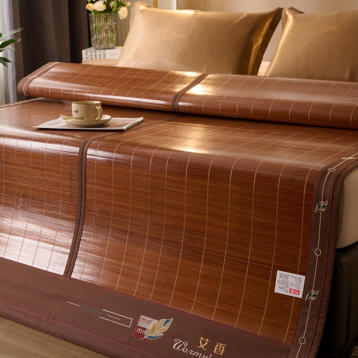 91家纺网 家纺一手货源 找家纺 鑫琪莱家纺 2025新款双面竹席冰丝席竹凉席学生宿舍席子 迷你艾香-花边款