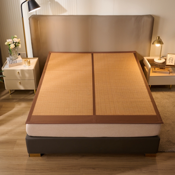 91家纺网 家纺一手货源 找家纺 鑫琪莱家纺 2025新款双面竹席冰丝席竹凉席学生宿舍席子 碳化原竹