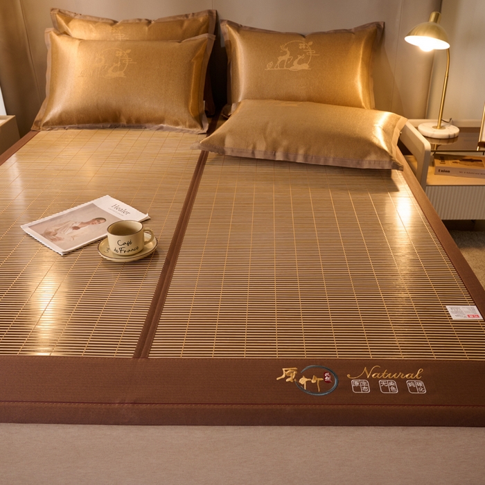 91家纺网 家纺一手货源 找家纺 鑫琪莱家纺 2025新款双面竹席冰丝席竹凉席学生宿舍席子 碳化原竹