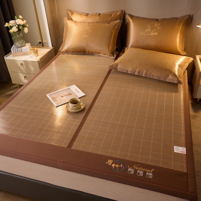 91家纺网 家纺一手货源 找家纺 鑫琪莱家纺 2025新款双面竹席冰丝席竹凉席学生宿舍席子 碳化原竹