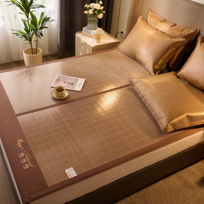 91家纺网 家纺一手货源 找家纺 鑫琪莱家纺 2025新款双面竹席冰丝席竹凉席学生宿舍席子 碳化原竹