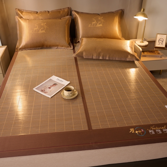 91家纺网 家纺一手货源 找家纺 鑫琪莱家纺 2025新款双面竹席冰丝席竹凉席学生宿舍席子 碳化原竹