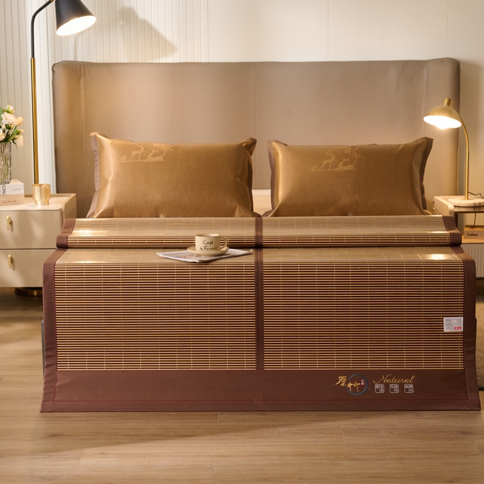 91家纺网 家纺一手货源 找家纺 鑫琪莱家纺 2025新款双面竹席冰丝席竹凉席学生宿舍席子 碳化原竹