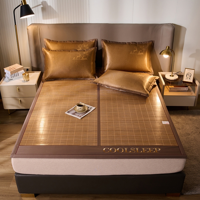 91家纺网 家纺一手货源 找家纺 鑫琪莱家纺 2025新款双面竹席冰丝席竹凉席学生宿舍席子 清凉睡眠