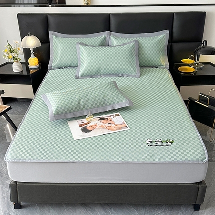 席皇后 2025新款亲肤舒适A类提花冰丝凉席 床笠款 快乐熊猫-绿