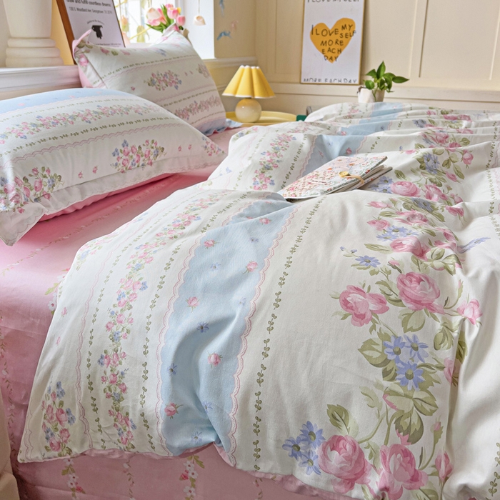 91家纺网 家纺一手货源 找家纺 依庭 2025新款全棉印花花卉款四件套单品系列-四件套 云听若舞