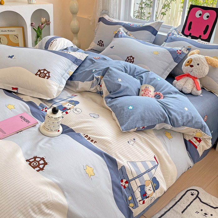 91家纺网 家纺一手货源 找家纺 依庭 2025新款全棉印花花卉款四件套单品系列-四件套 星夜号