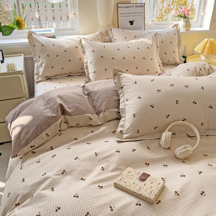 91家纺网 家纺一手货源 找家纺 依庭 2025新款全棉印花花卉款四件套单品系列-四件套 樱姿