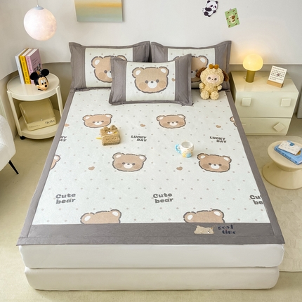 2025新款A类抗菌数码印花冰藤席 幸运熊