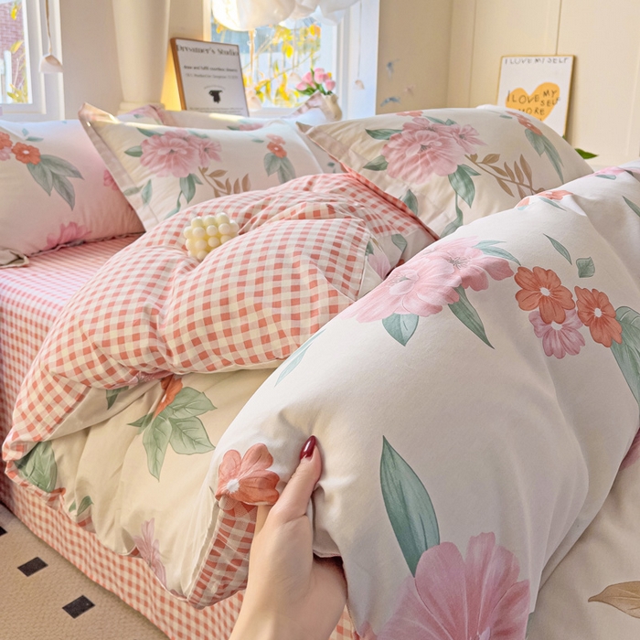 91家纺网 家纺一手货源 找家纺 依庭 2025新款全棉印花花卉款四件套单品系列-四件套 抒情花季