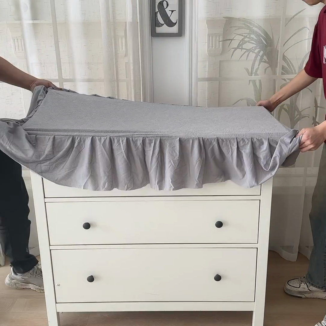 91家纺网 家纺一手货源 找家纺 （总）2025新款防尘防滑斗柜套裙边-小树叶系列