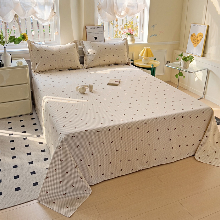 91家纺网 家纺一手货源 找家纺 依庭 2025新款全棉印花花卉款四件套单品系列-四件套 樱姿