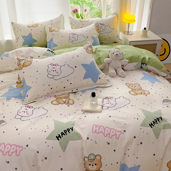 91家纺网 家纺一手货源 找家纺 依庭 2025新款全棉印花花卉款四件套单品系列-四件套 幸运星