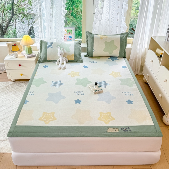 91家纺网 家纺一手货源 找家纺 2025新款A类抗菌数码印花冰藤席 星尚璀璨