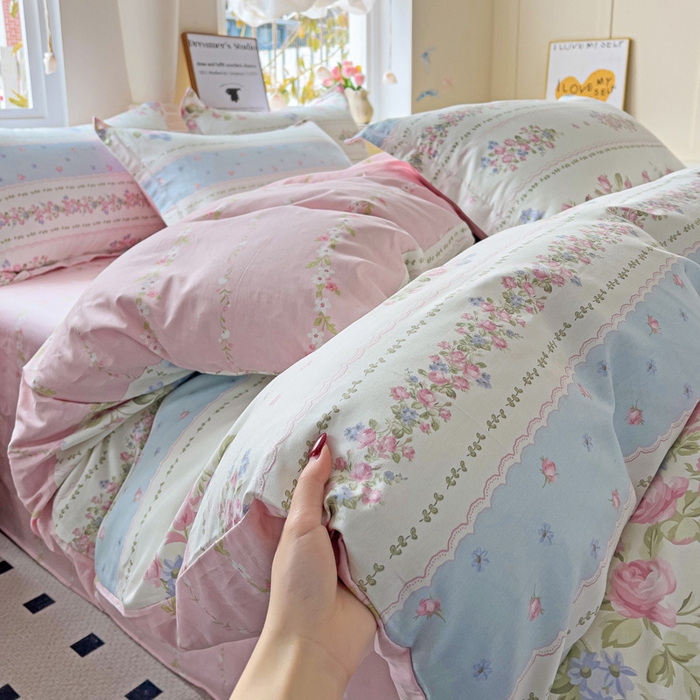 91家纺网 家纺一手货源 找家纺 依庭 2025新款全棉印花花卉款四件套单品系列-四件套 云听若舞