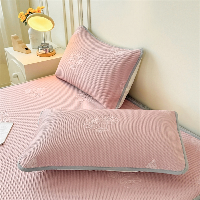 91家纺网 家纺一手货源 找家纺 恒爱   2025新款冰丝牡丹花床笠 豆沙